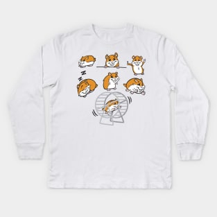 Retro Colorful Hamster Hear The Sound Kids Long Sleeve T-Shirt